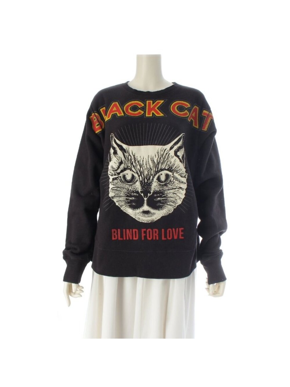 Gucci Black Cat Logo Print Sweatshirt